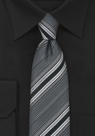 Steel-Gray Striped Silk Tie