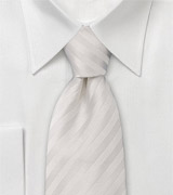 silk tie Jacquard white, diagonally striped
