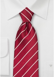 Striped tie in dark burgundy red