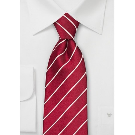 Striped tie in dark burgundy red