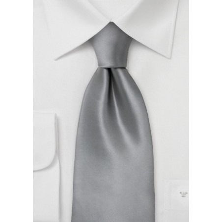 Skinny necktie - Solid color silver narrow necktie