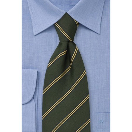 Britsh club tie "Sussex"  -  British silk tie in dark forrest green with fine stripes