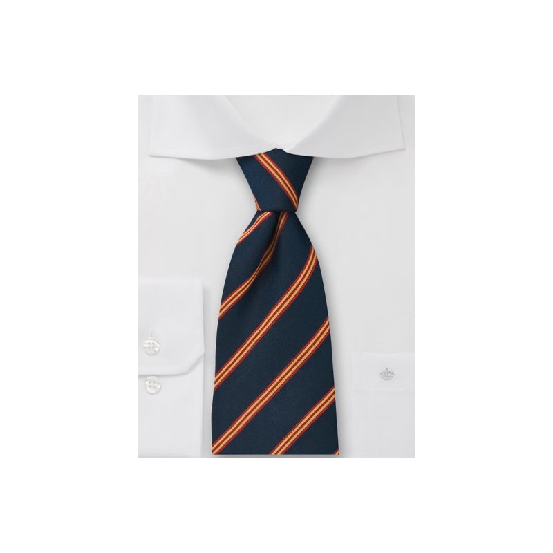 Traditonal navy blue Britsh tie with fine diagonal stripes