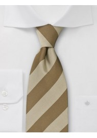 Beige brown striped tie  -  Silk tie with wide stripes in beige/ brown.