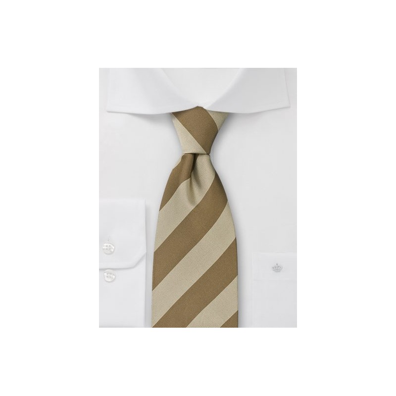 Beige brown striped tie  -  Silk tie with wide stripes in beige/ brown.