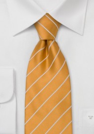 Striped yellow silk tie -  Ginger yellow necktie