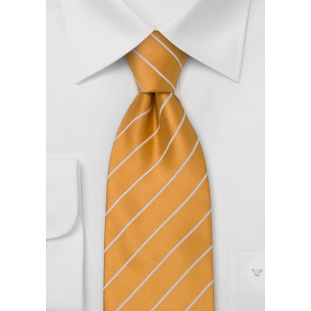 Striped yellow silk tie -  Ginger yellow necktie
