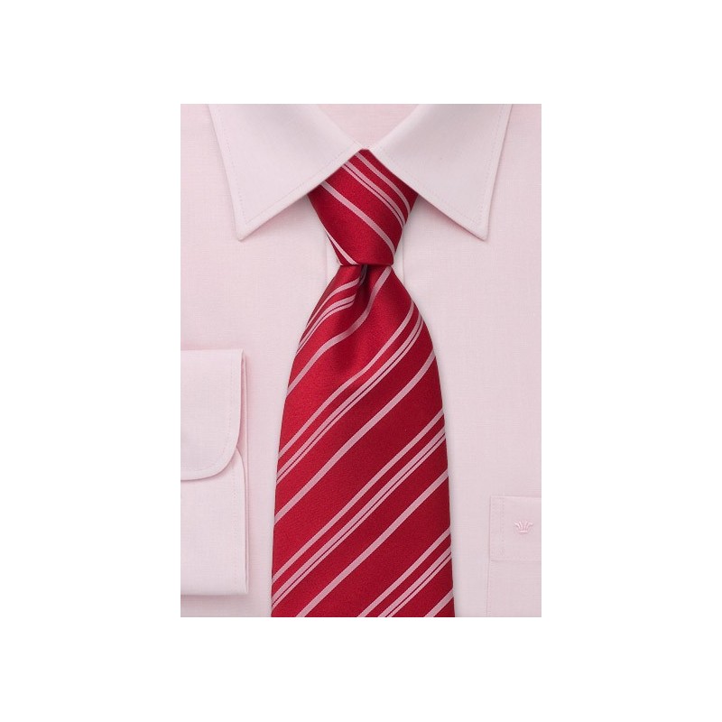 Striped Tie  -  Red Tie with light red stripes