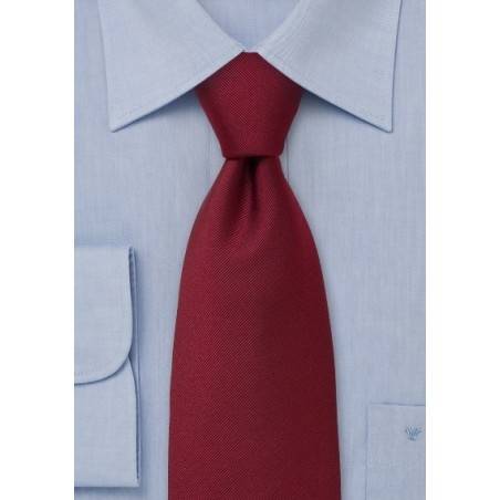 Solid color dark red tie  -  Burgundy red with fine ripped diagonal striping pattern