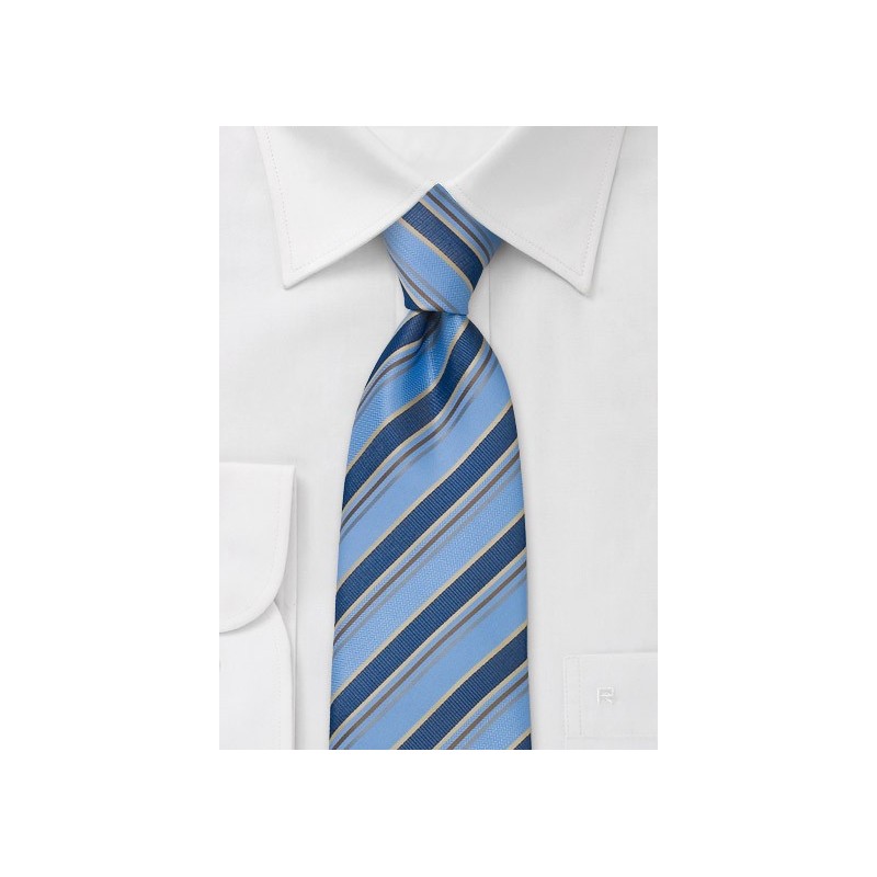 Sky blue striped tie  - Elegant tie with blue and gold stripes