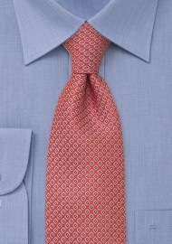 Microfiber tie in red  -  Tie with small diamond pattern