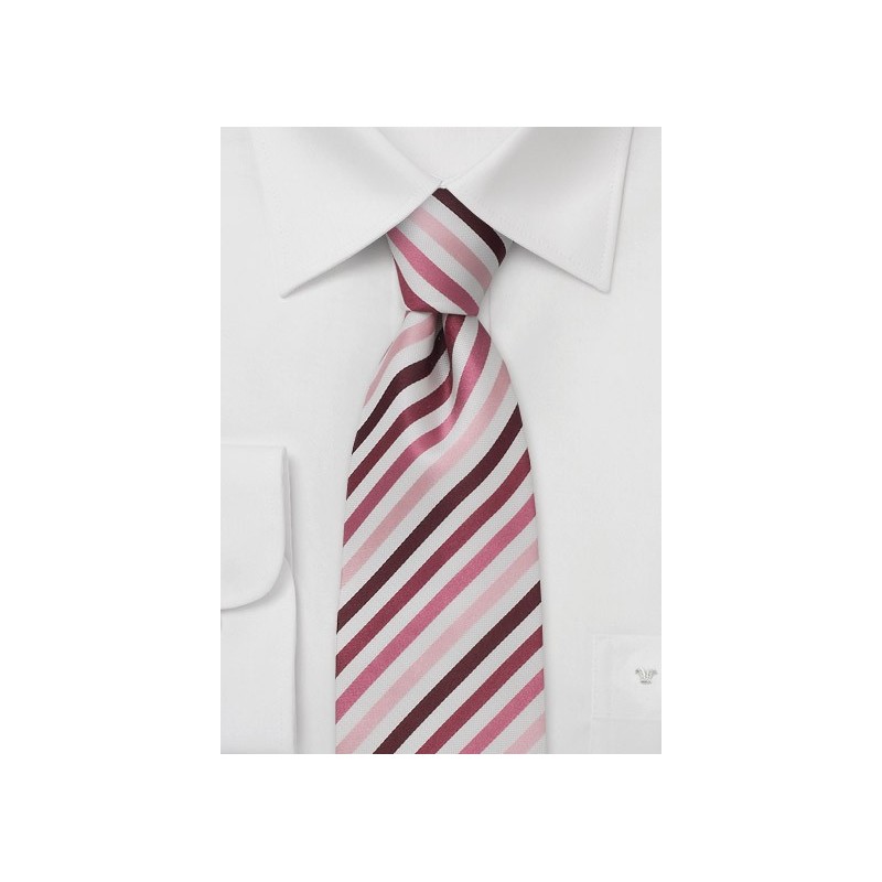 Narrow striped tie - Tie in light pink, rose, and purple.