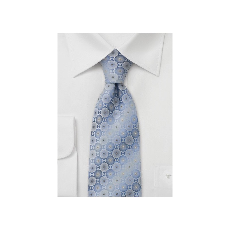 Carolina blue silk tie - Handmade tie with circles