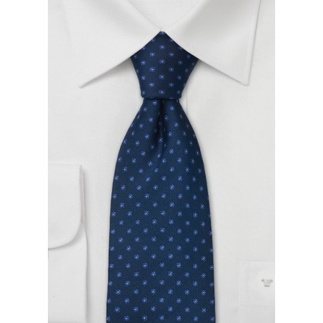Sapphire blue silk tie - Handmade tie with tiny flowers