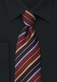 Extra long silk tie - XL necktie in shades of blue, burgundy, and gold