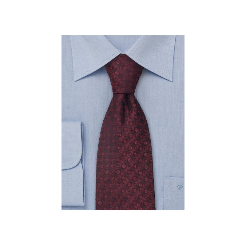 Designer neckties - Burgundy red silk tie by Chevalier