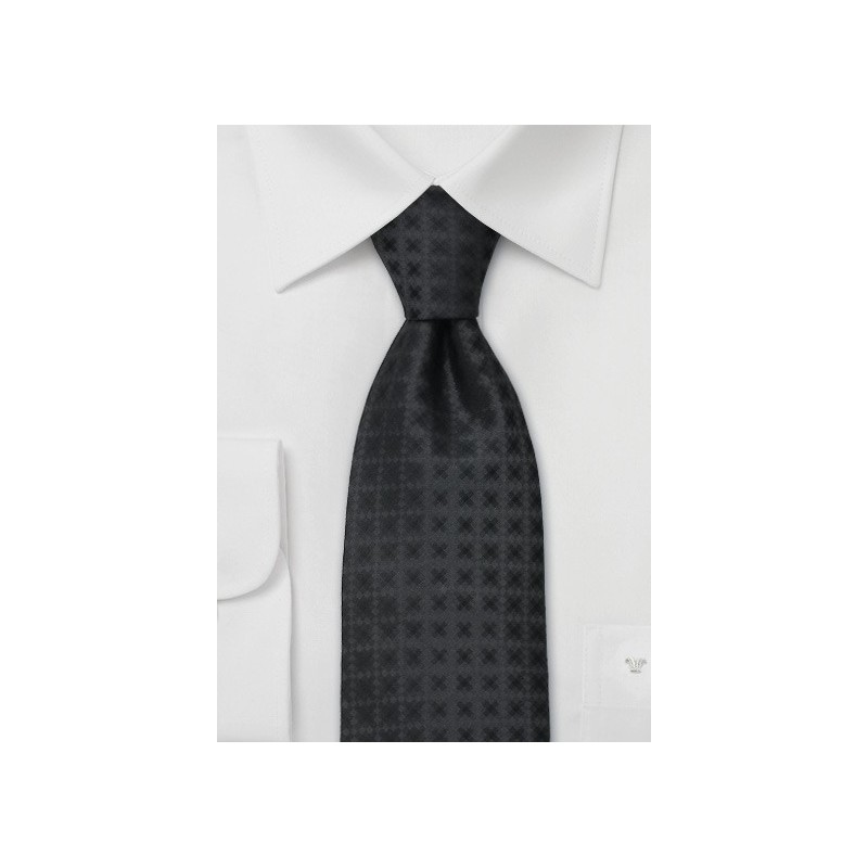 Extra Long Ties - Dark gray silk tie by Chevalier