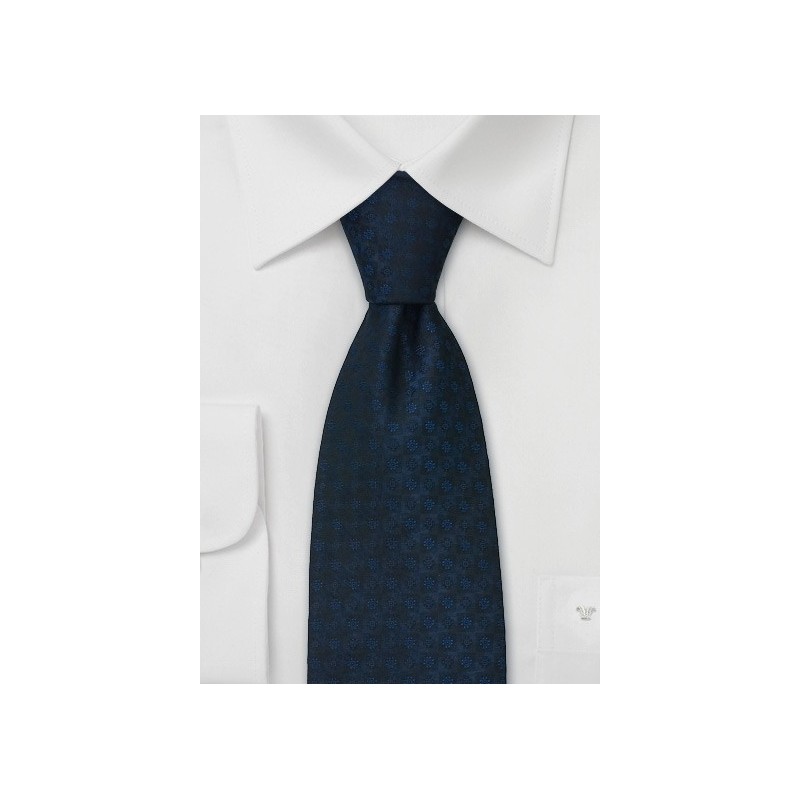 Extra Long Ties - Midnight blue silk tie by Chevallier