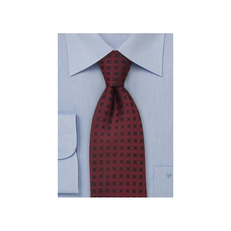Extra Long Ties - Ruby red silk tie by Chevalier