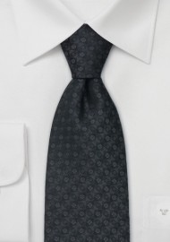 Extra Long Ties - Charcoal gray silk tie by Chevalier