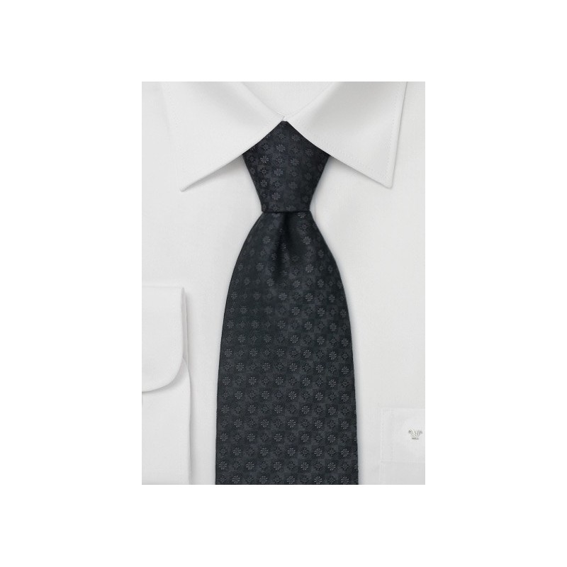 Extra Long Ties - Charcoal gray silk tie by Chevalier