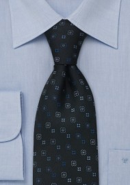 Brand name neckties - Black silk tie with floral pattern
