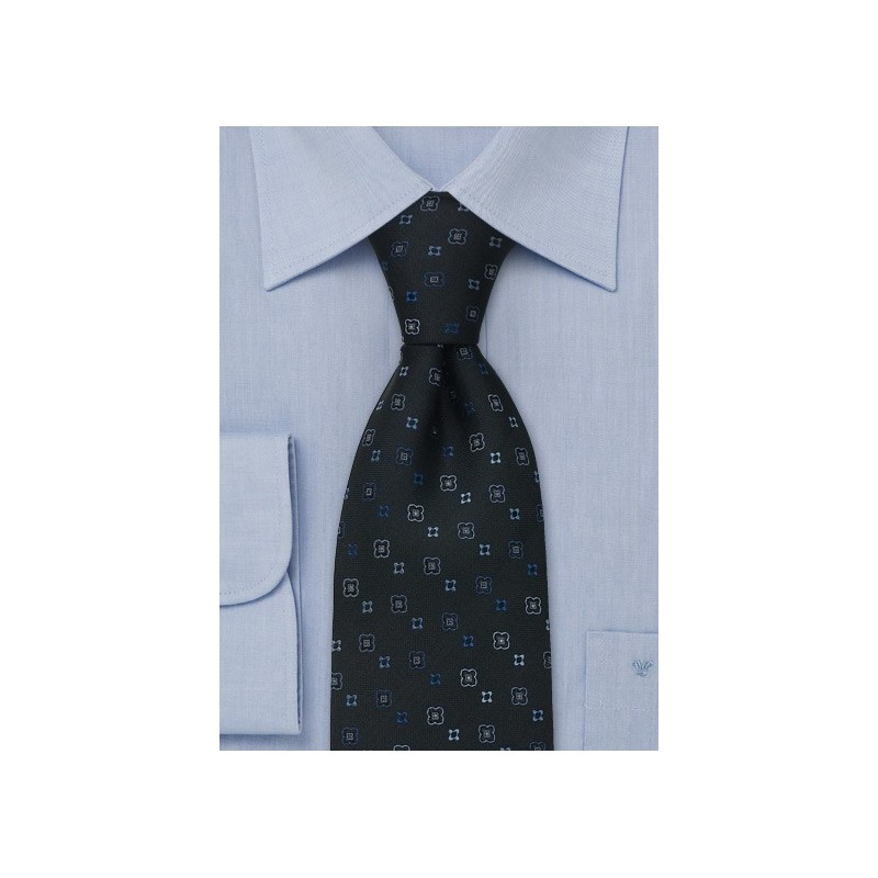 Extra Long Ties - Sapphire blue silk tie by Chevalier
