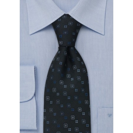 Extra Long Ties - Sapphire blue silk tie by Chevalier