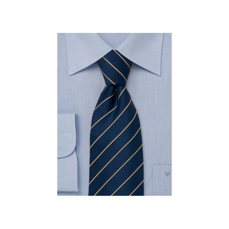 Extra Long Mens Tie in Blue and Yellow