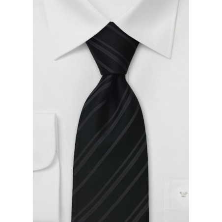 XL Necktie in Black with Charcoal Stripes