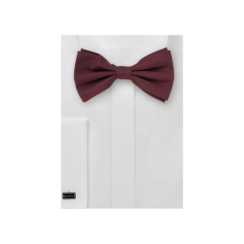 Burgundy Red Bow Ties - Silk Bow Tie & Matching Pocket Square