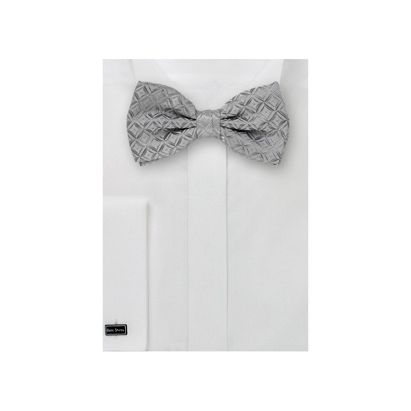 Silver Bow Ties - Silver Bow Tie & Matching Pocket Square