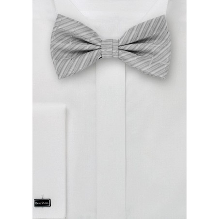 Silver Striped Bow Ties - Bow Tie Set With Matching Pocket Square