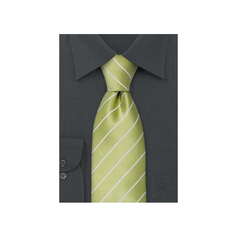 Green neckties - Striped, lime green necktie