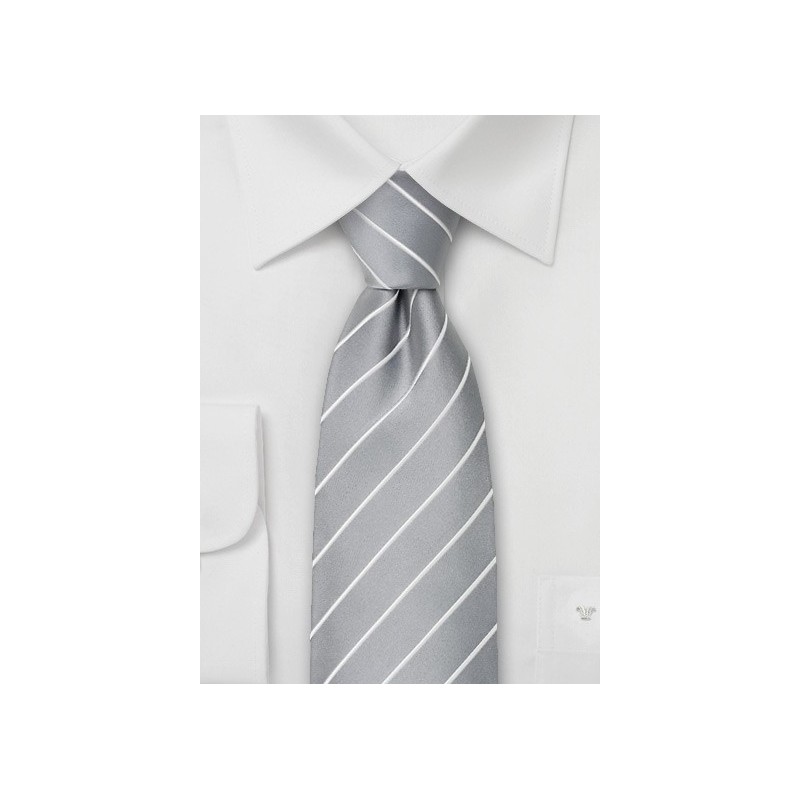 Formal XL neckties - Silver XL Silk Tie