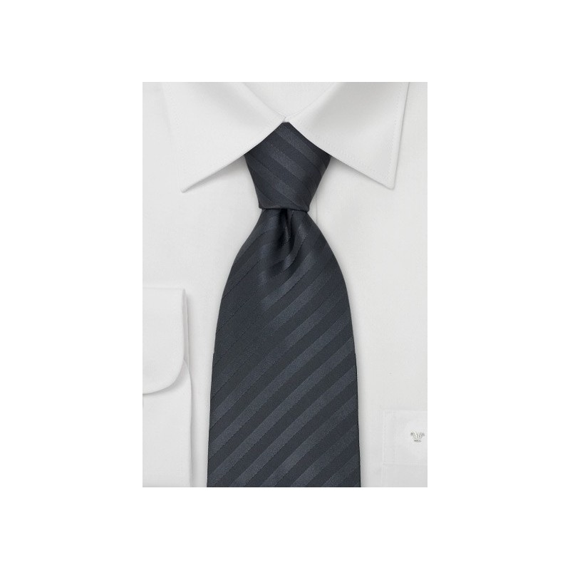 Charcoal Gray Ties - Dark Gray Tie With Subtle Stripes