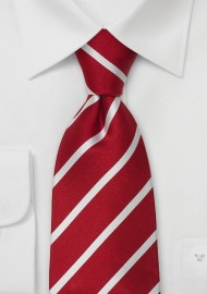 Red XL Neckties - REd & White Striped XL Silk Tie