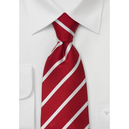 Red XL Neckties - REd & White Striped XL Silk Tie
