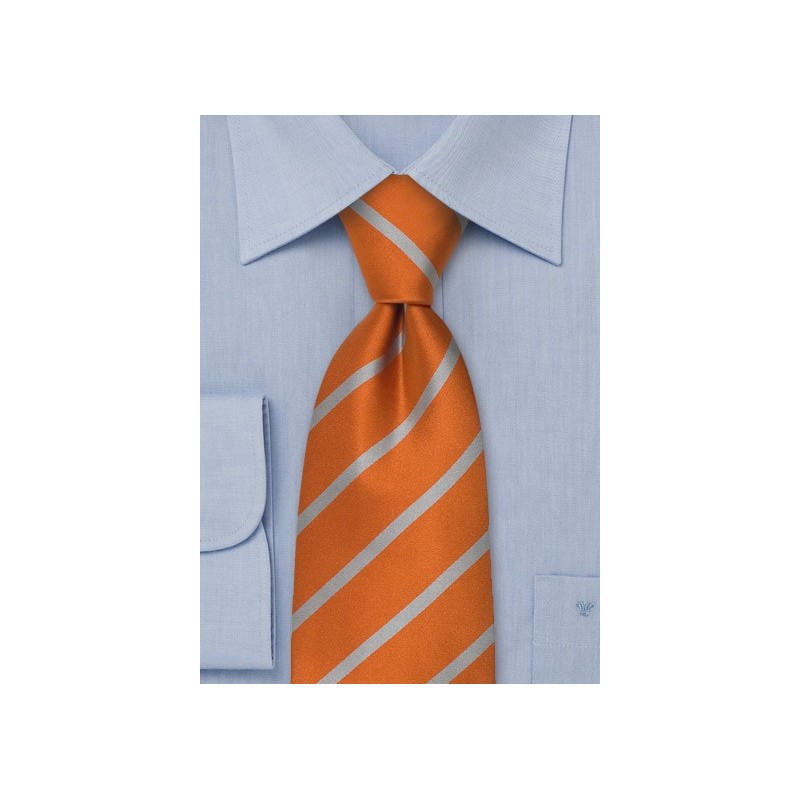 Orange Silk Ties - Classy orange striped necktie