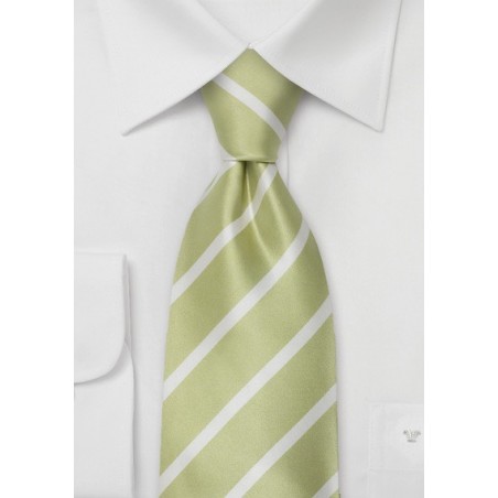 Light Green Neckties - Striped light green silk tie