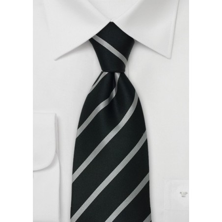 Formal Extra Long Ties - Black & Silver Silk Neck Tie