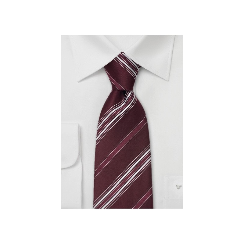 XL Designer Tie in Burgundy and White