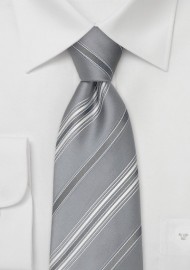 Extra Long Silver/Gray Designer Tie by Cavallieri