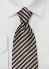 Striped Extra Long Ties - Brown & Blue Striped Tie in XL