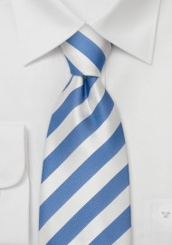 Striped Neckties - Light blue & white striped silk tie