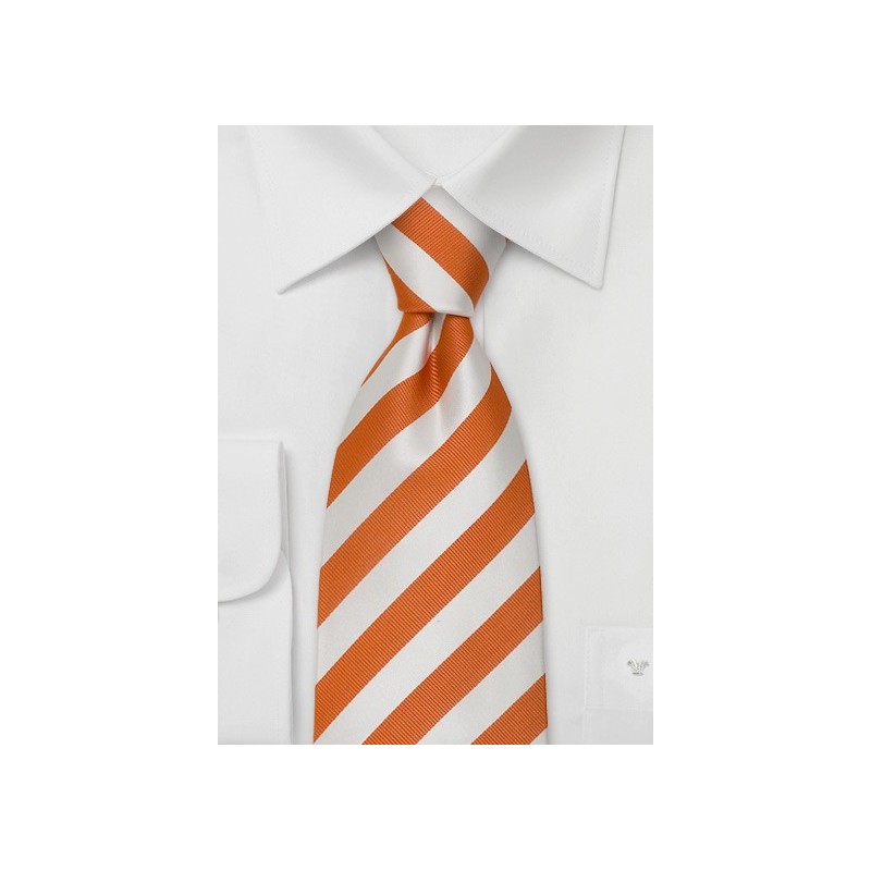 Orange Neckties - Orange and white striped tie