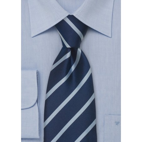 Blue Striped Neckties - Navy Blue Tie With Light Blue Stripes