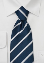 Navy Blue Striped Neckties - Navy Blue Tie With White Stripes
