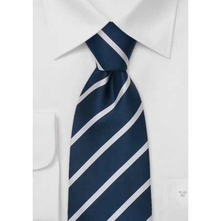 Navy Blue Striped XL Necktie