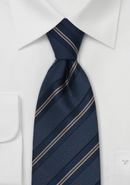 Chevalier Necktie - Blue & Bronze Striped Tie by Designer Chevalier